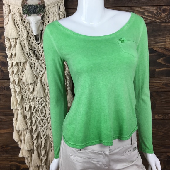 Abercrombie & Fitch Tops - A&F | Stonewash Long Sleeve Scoop Tee Logo